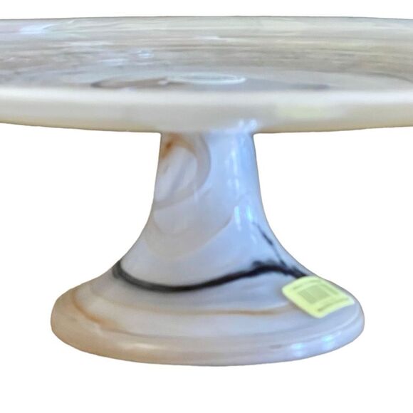 Southern Living Dilllard’s Multi Neutral Color Swirl Glass Cake Stand Pedestal - Picture 12 of 16
